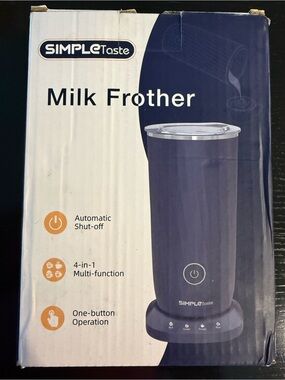 Simple Electric Milk Frother Lid with Yellow Warning Label